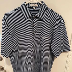 Peter Millar Summer Comfort Striped Blue Polo Shirt - Small